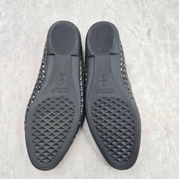 Aerosoles Preppy Loafer Black Silver Woven Slip On Comfort Flat Shoes Size 5.5 - Picture 7 of 11